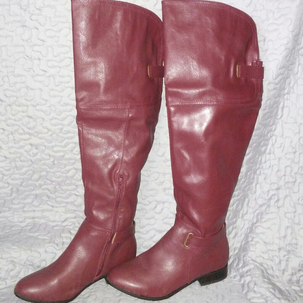 Burgundy Classic Over the Knee Booths